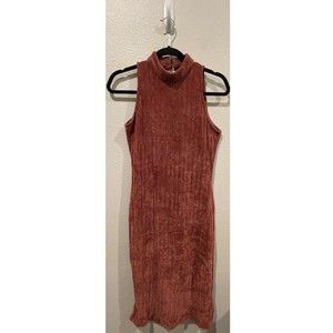 LULUS Sleeveless Halter Brown Midi Dress